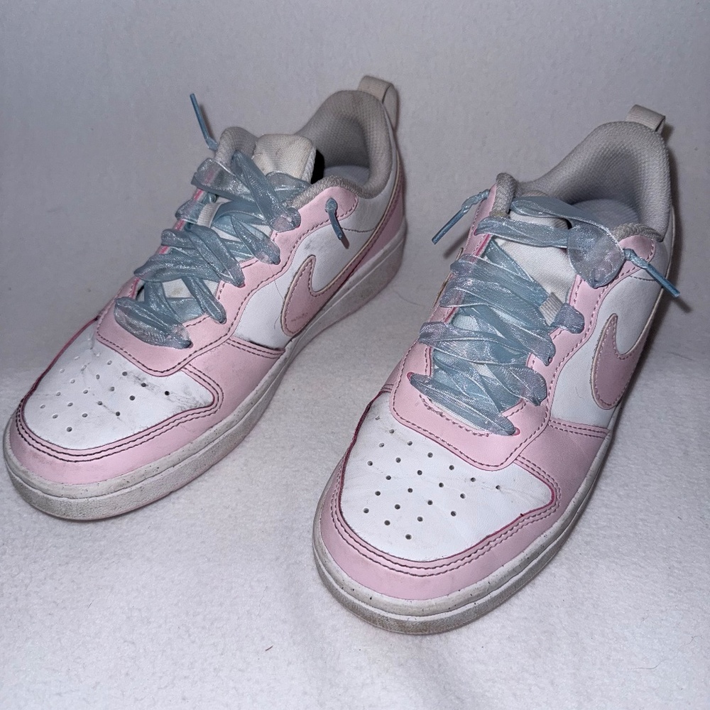 Nike Court Borough Low Recraft GS Pink Foam White Sneakers 4Y